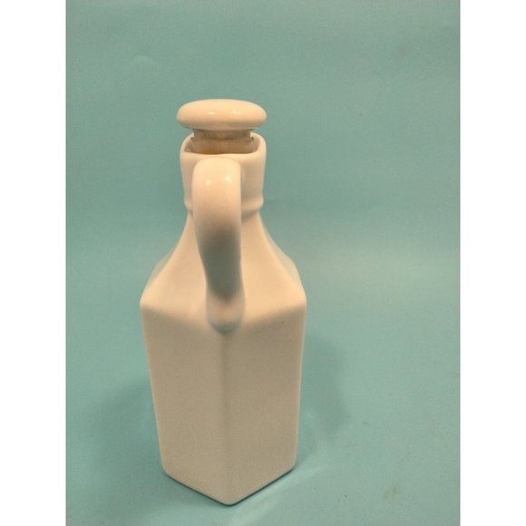 White Ceramic Cruet Vinegar Oil Milk Glass Set Pottery Pourer 1 Stopper Xcell - Picture 4 of 16